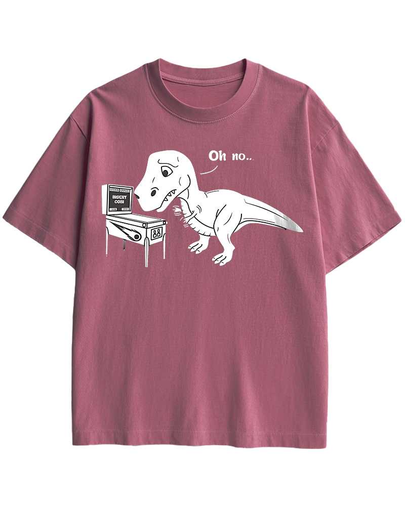 TheRetroTee Dinosaur Pinbal 1970s Cotton T-Shirt