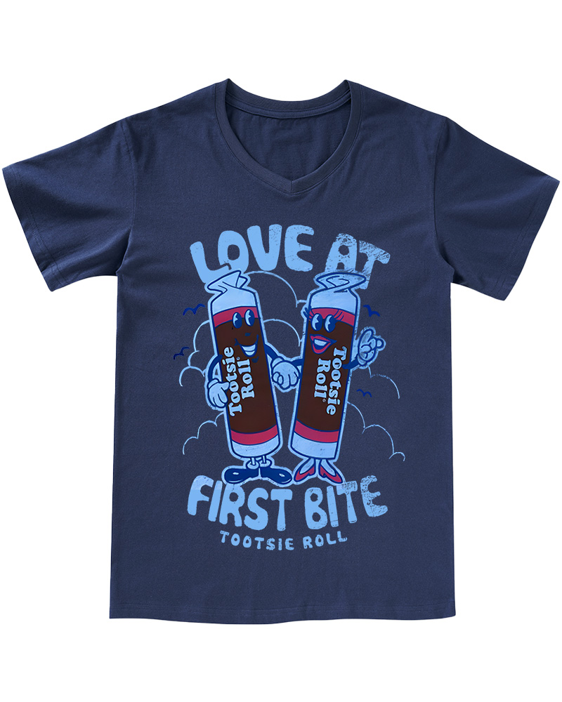 TheRetroTee Tootsie Roll - Love At First Bite Juniors 1960s V-neck T-Shirt