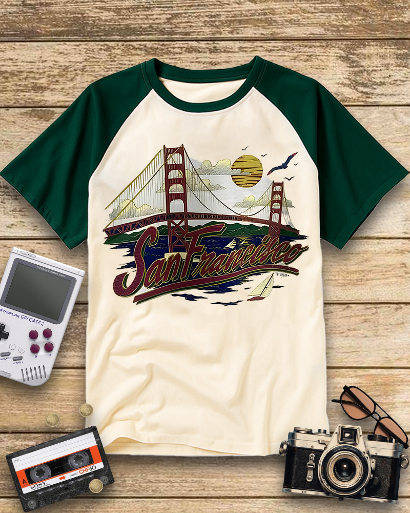TheRetroTee San Francisco 1980s Raglan Baseball T-Shirt
