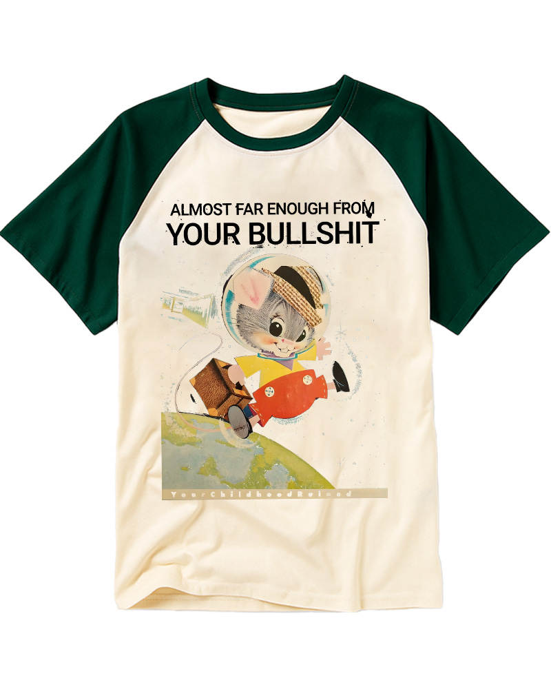 TheRetroTee Almost Far Enough from Your Bullshit 1960s Raglan Baseball T-Shirt