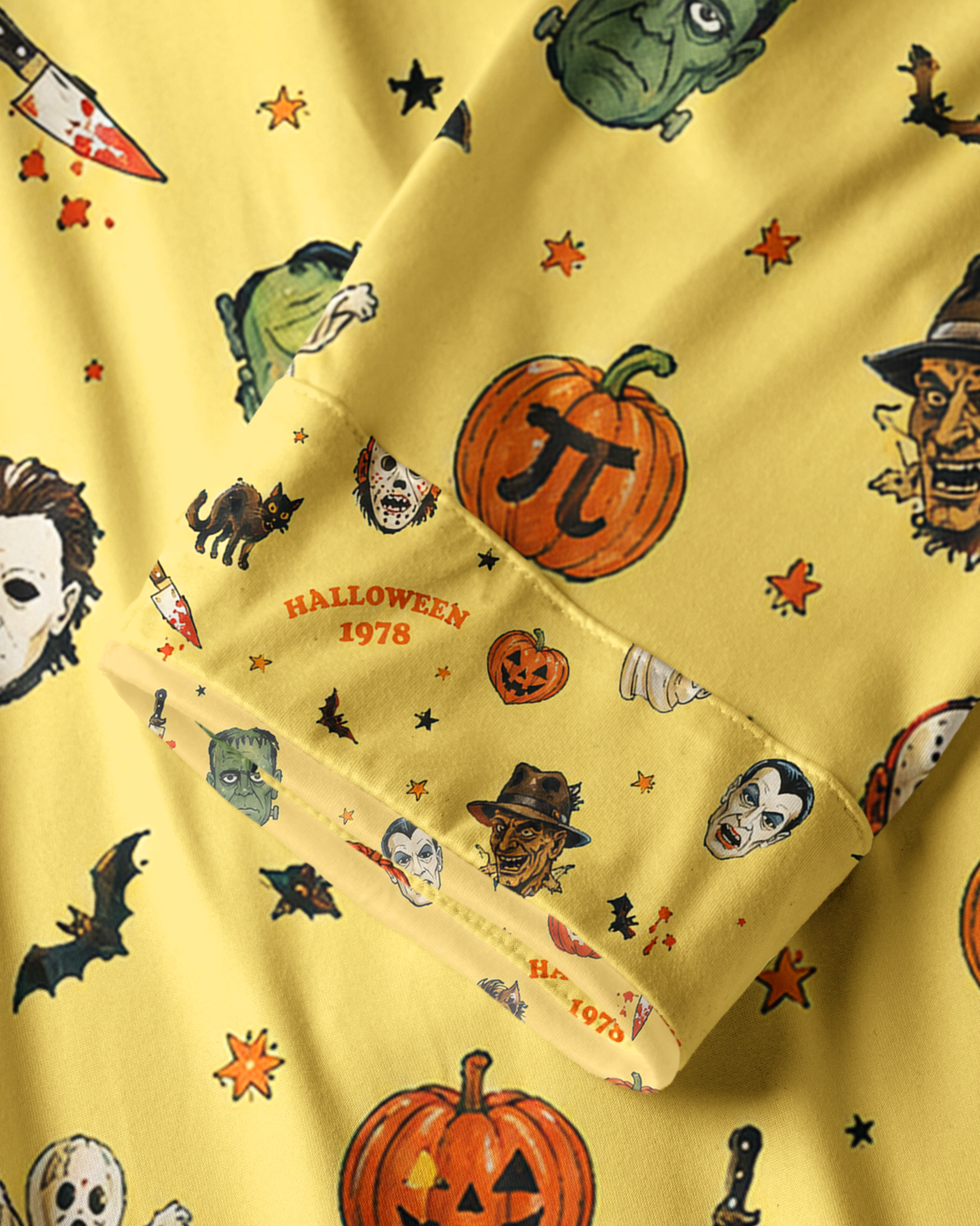 TheRetroTee Yellow Horror Squad Vintage Pajama Set