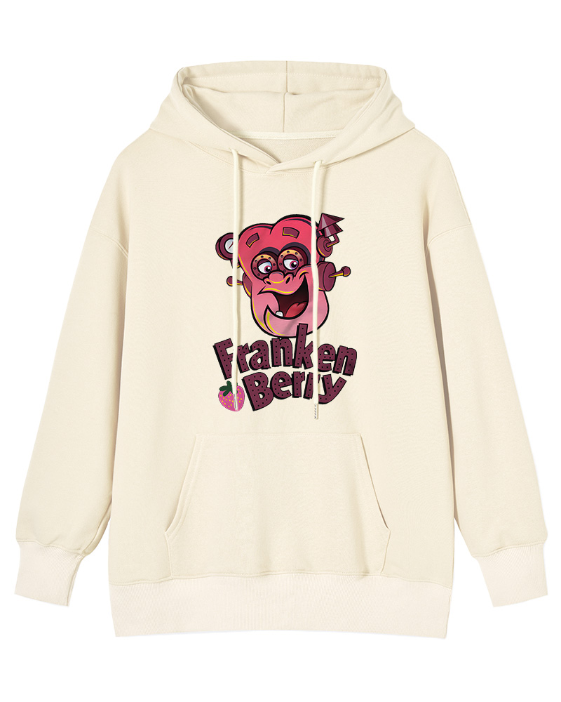 TheRetroTee Strawberry Cereal Monster 1970s Nostalgic Hoodie