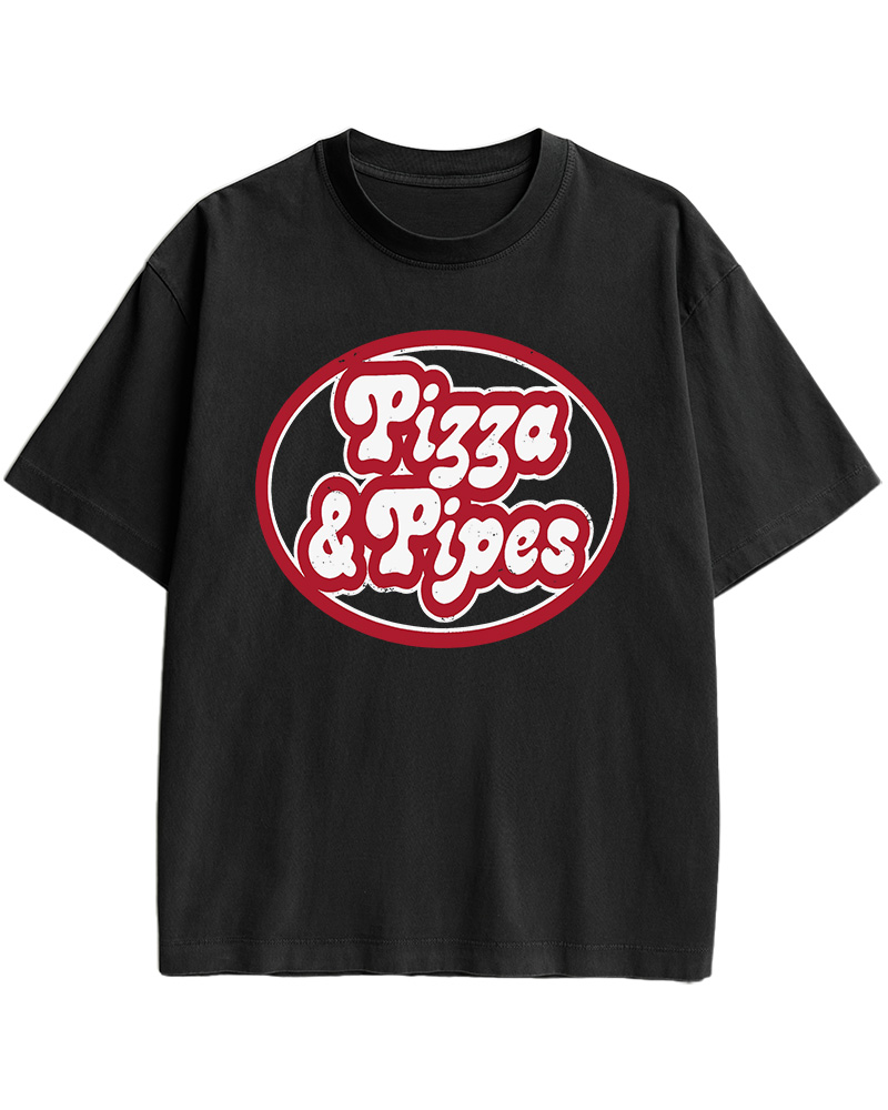 TheRetroTee Pizza & Pipes 1970s Cotton T-Shirt