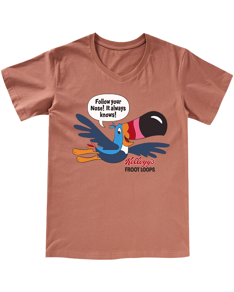 TheRetroTee Froot Loops Toucan Sam 1960s V-neck T-Shirt