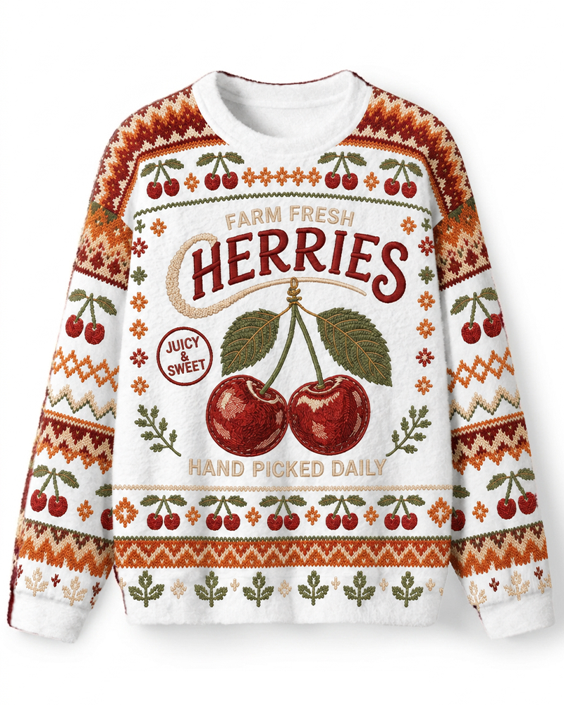 TheRetroTee Cherry Cottagecore 1960s Sweater