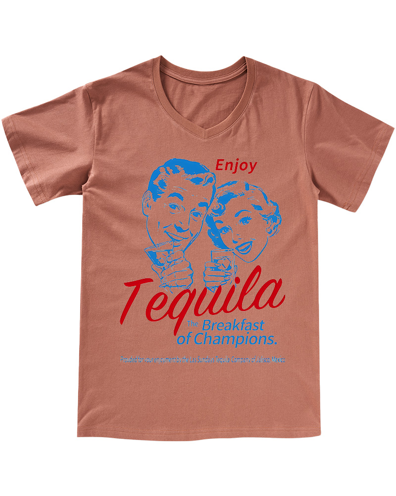 TheRetroTee Enjoy Tequila The Breakfast Of Champions V-neck T-Shirt