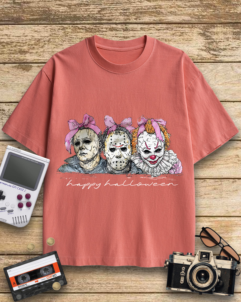 TheRetroTee Happy Halloween 1980s Cotton T-Shirt