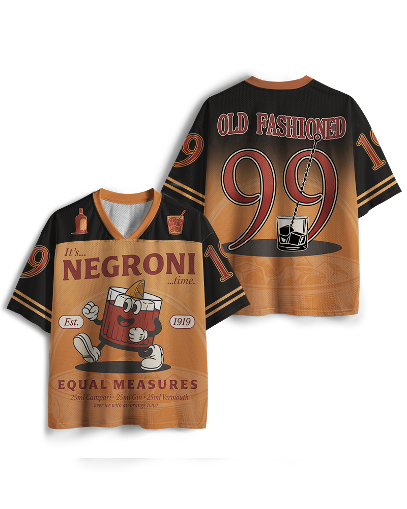 TheRetroTee Negroni Cocktail Raglan Mesh Jersey