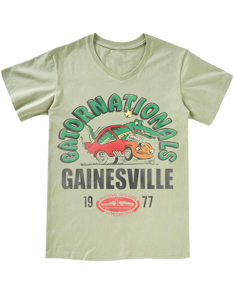 TheRetroTee NHRA Eye-Catching 1970s V-neck T-Shirt