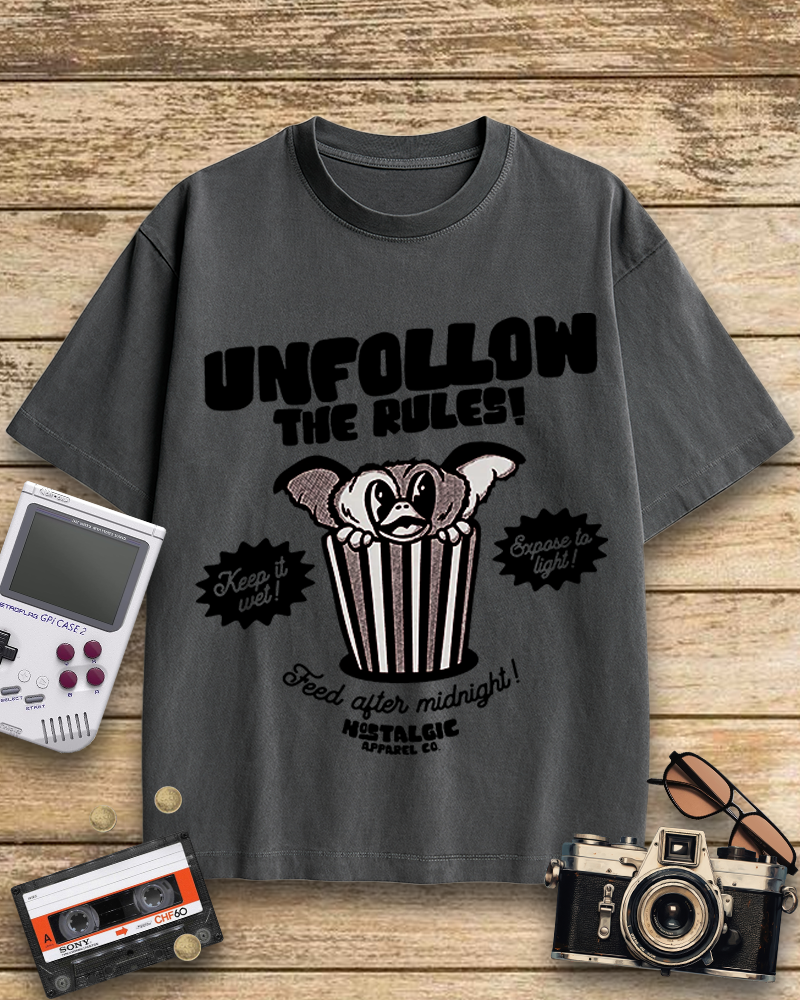 TheRetroTee Unfollow the Rules 1980s Cotton T-Shirt