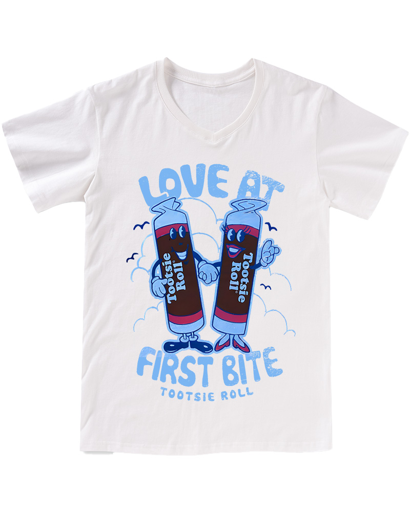 TheRetroTee Tootsie Roll - Love At First Bite Juniors 1960s V-neck T-Shirt