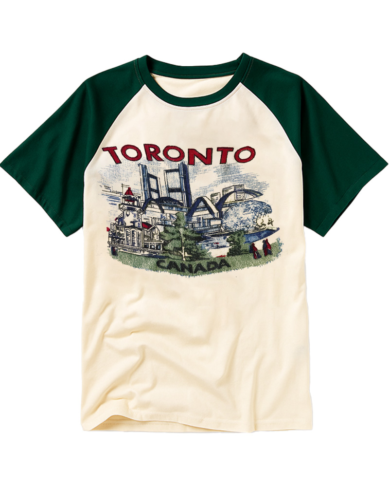 TheRetroTee 1960s Toronto souvenir Raglan Baseball T-Shirt