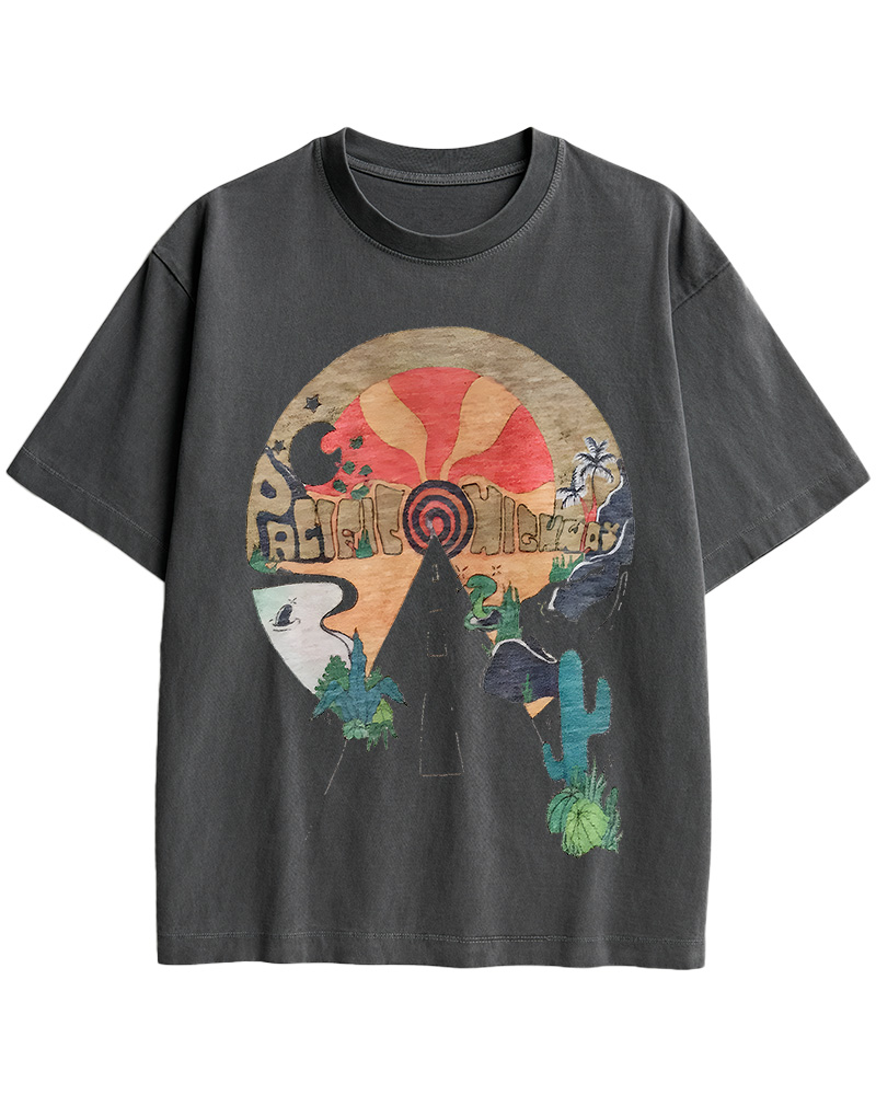 TheRetroTee Open Road Pacific Highway Cotton T-Shirt