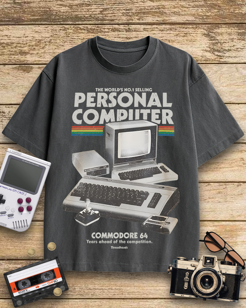 TheRetroTee Commodore 64 1980s Cotton T-Shirt