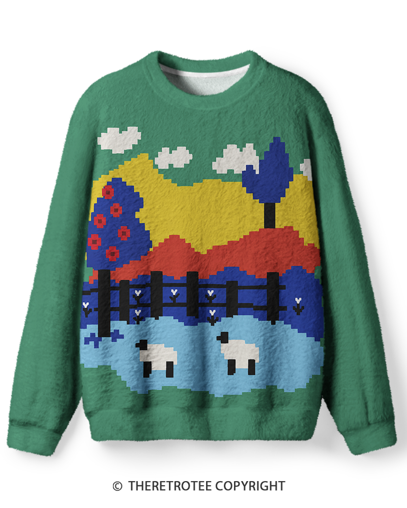 TheRetroTee Vintage 1970s Countryside Cottage Sweater