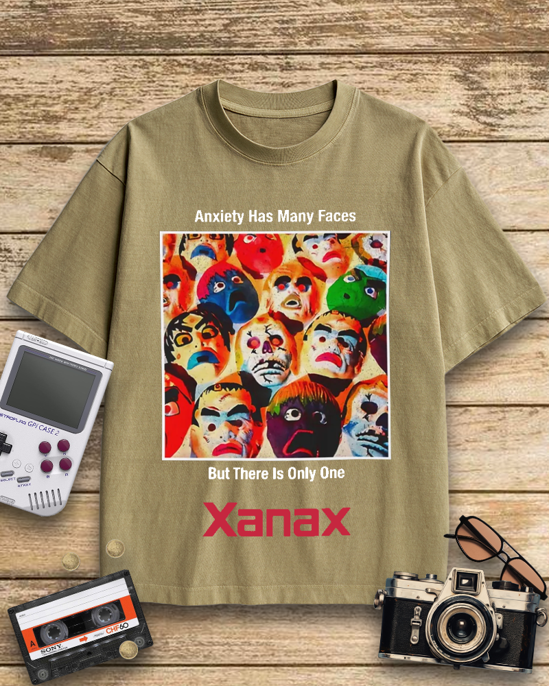 TheRetroTee Anxiety Has Many Faces Xanax 90's Vintage T-Shirt