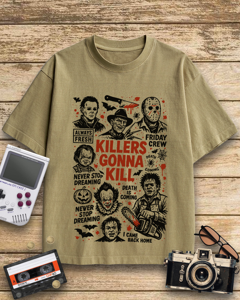 TheRetroTee Killers Gonna Kill 1980s Halloween Cotton T-Shirt