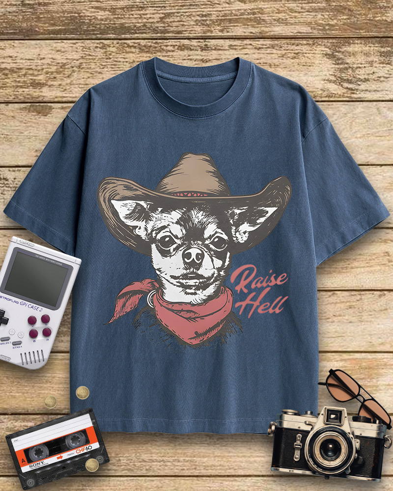 TheRetroTee Cowboy Dog Cotton T-Shirt