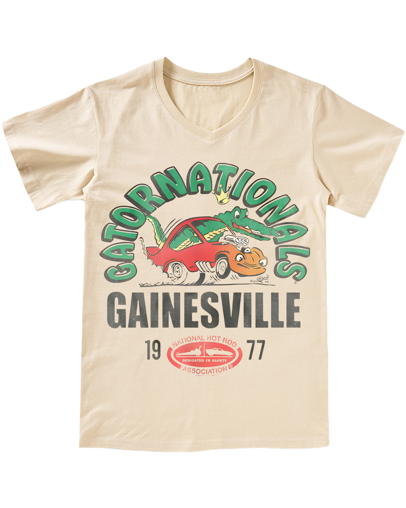 TheRetroTee NHRA Eye-Catching 1970s V-neck T-Shirt