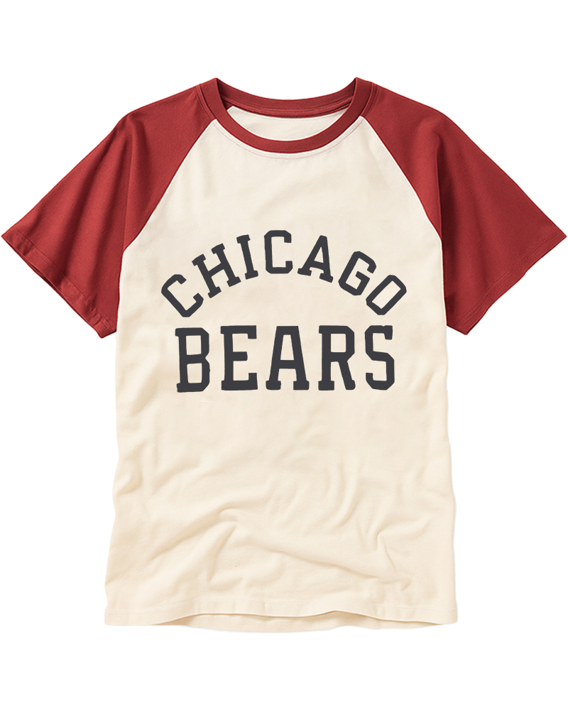 TheRetroTee Chicago Bears Classic Raglan Baseball T-Shirt