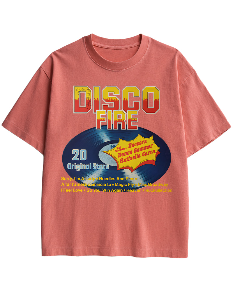 TheRetroTee Disco Fire 1970s Music Cotton T-Shirt