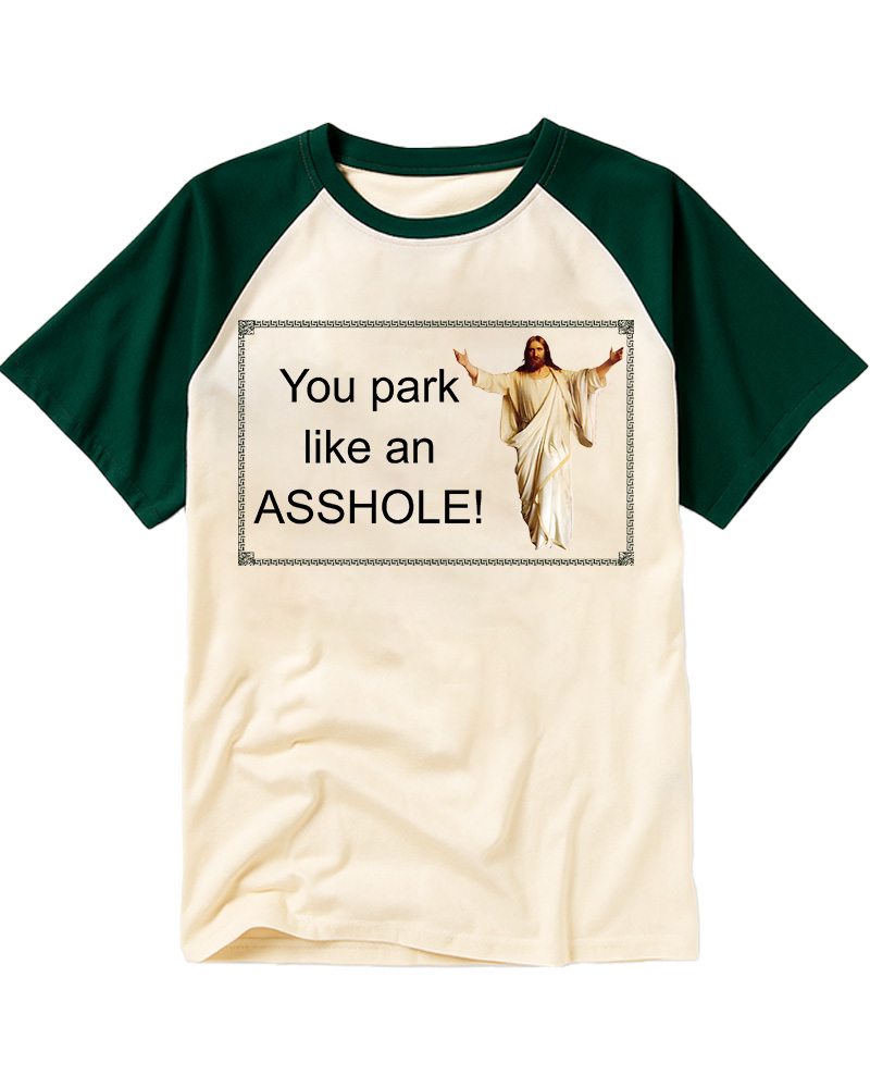TheRetroTee You Park like an Asshole Pin-Up Raglan Baseball T-Shirt
