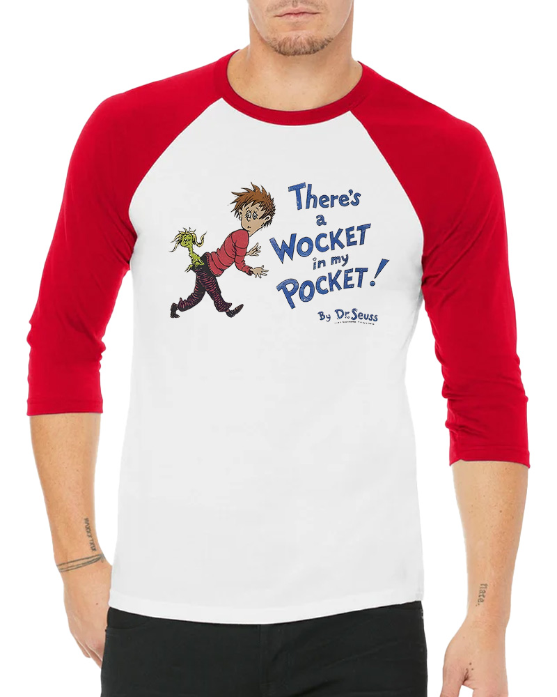 TheRetroTee Wocket Cover Distressed Long Sleeve Raglan T-Shirt