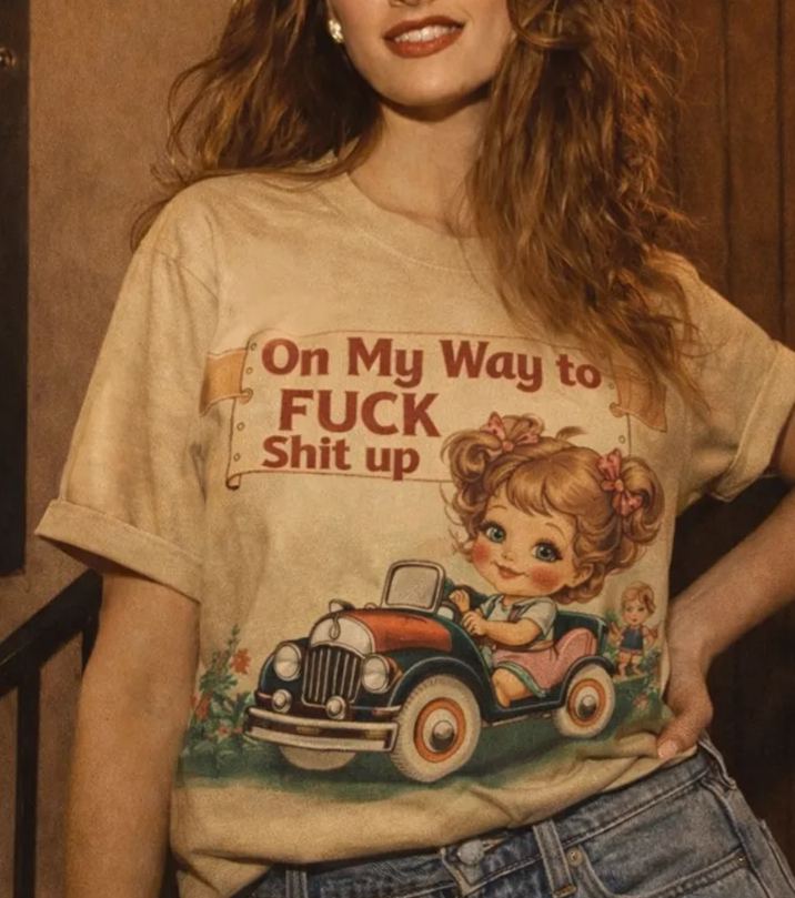 TheRetroTee Girls Printed All-Over Print T-Shirt