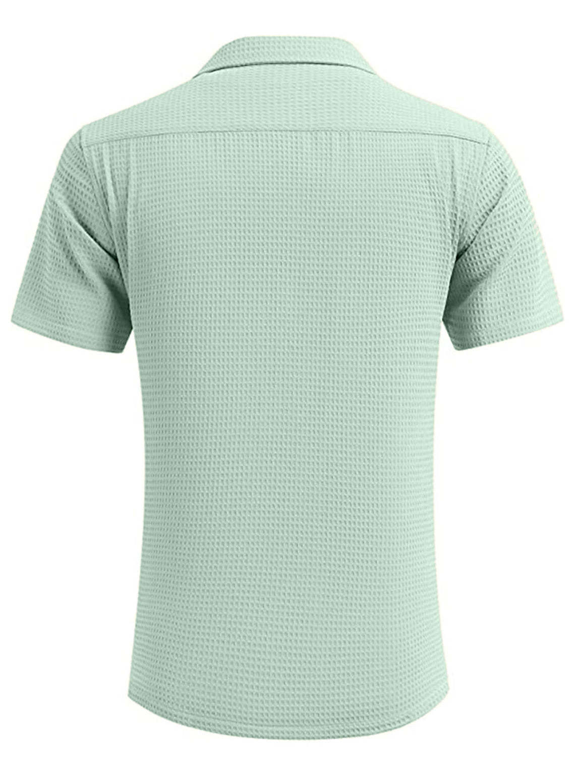 Men's Cuban Collar Pocket Waffle Weave Fabric Casual Comfort Daily Shirt