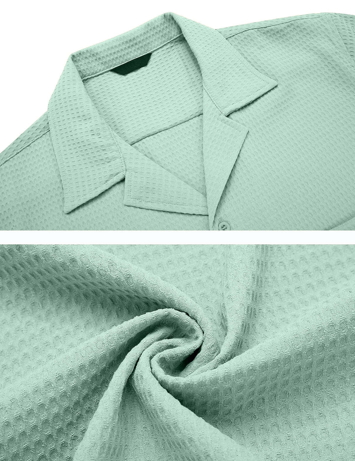 Men's Cuban Collar Pocket Waffle Weave Fabric Casual Comfort Daily Shirt