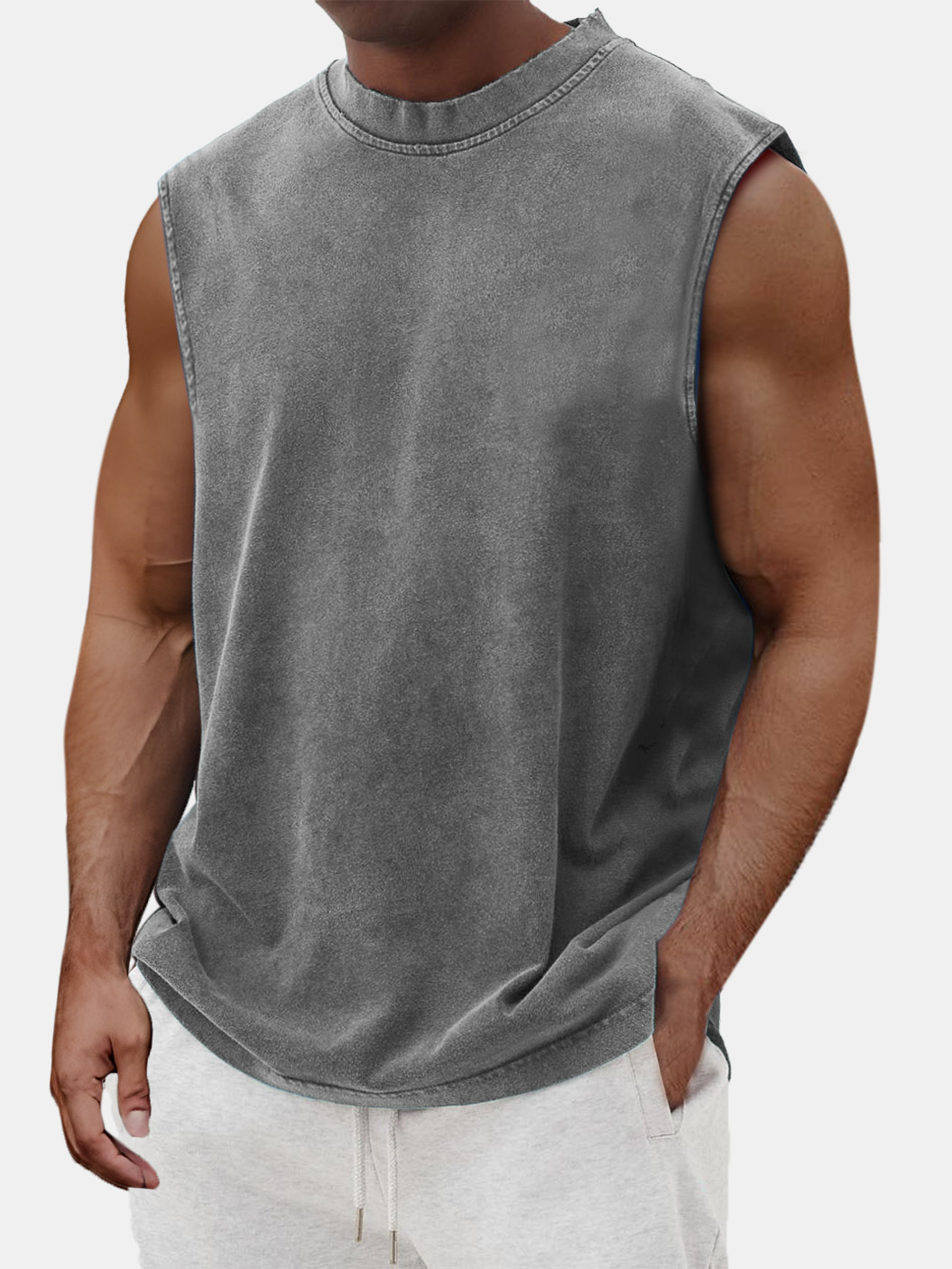 Men's Summer Solid Color Comfortable Casual Sleeveless T-shirt