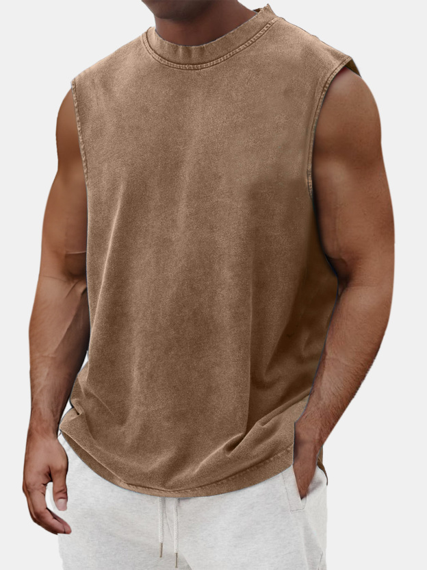 Men's Summer Solid Color Comfortable Casual Sleeveless T-shirt