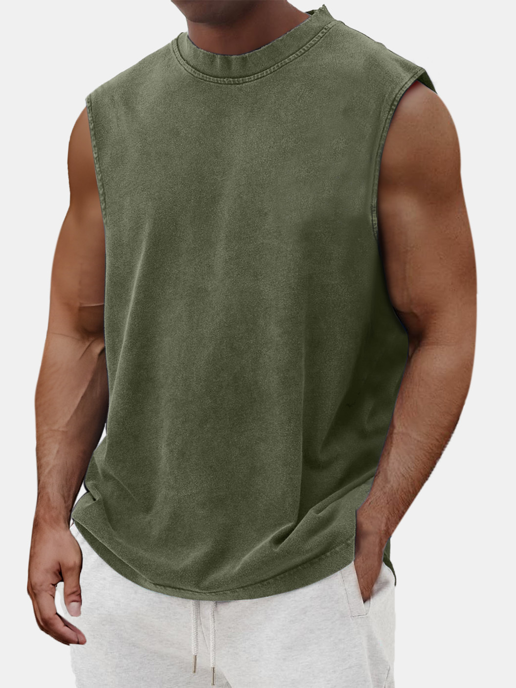 Men's Summer Solid Color Comfortable Casual Sleeveless T-shirt