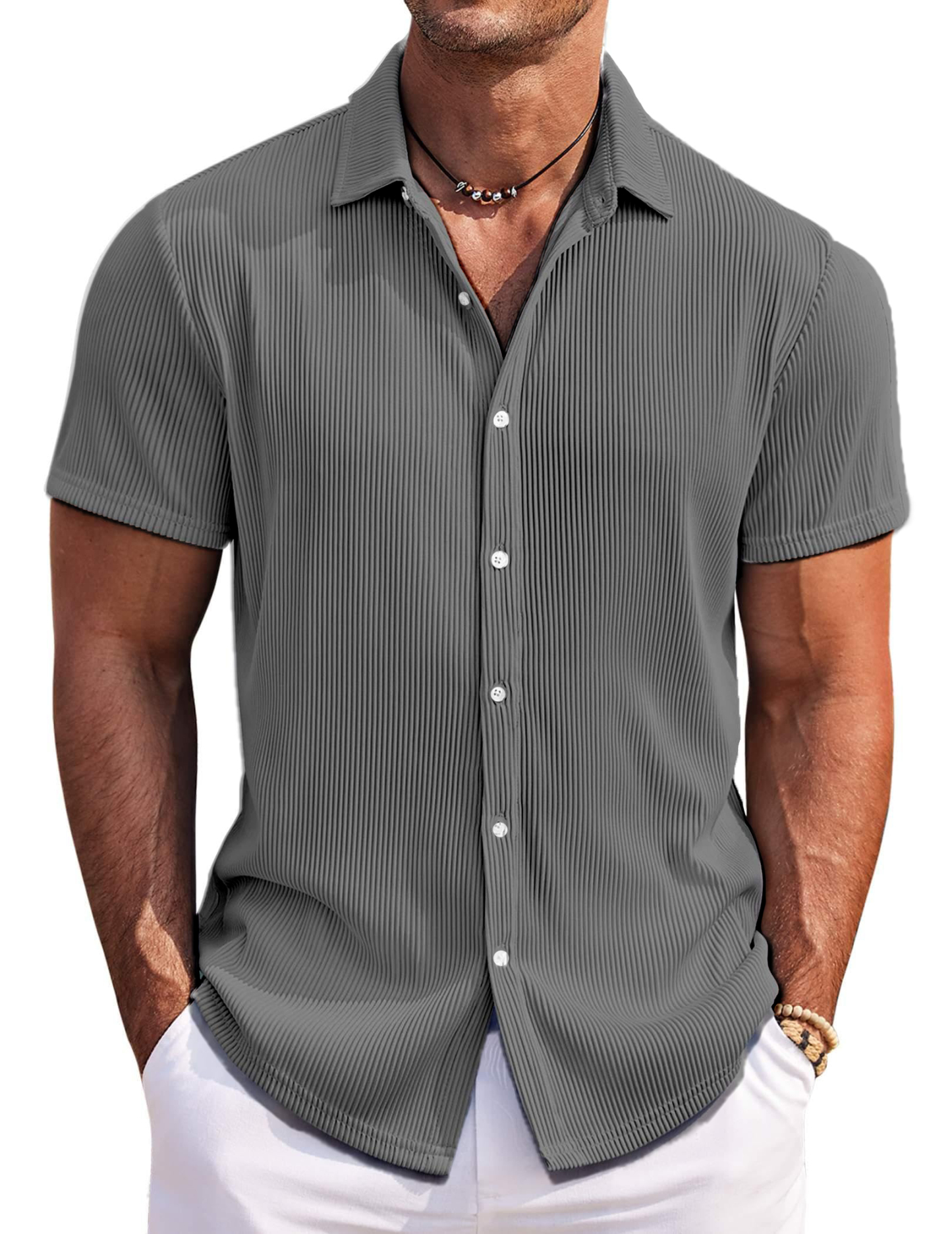 Men's Solid Color Comfortable Pit Short Sleeve Shirt