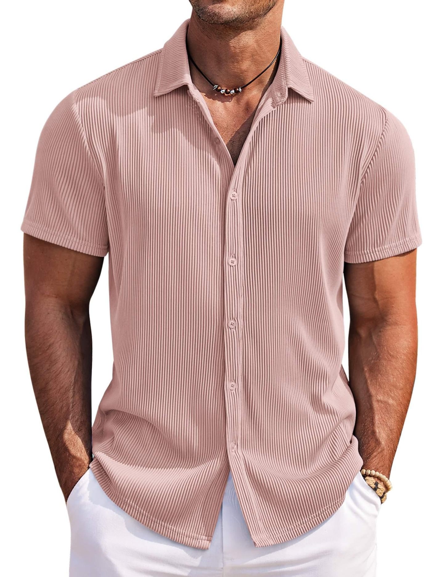 Men's Solid Color Comfortable Pit Short Sleeve Shirt