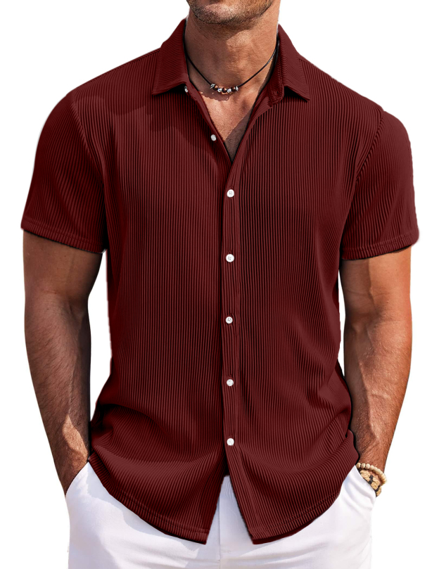 Men's Solid Color Comfortable Pit Short Sleeve Shirt