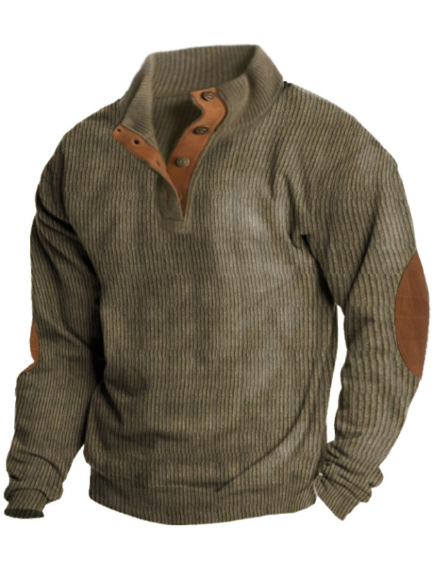 Men's Retro Casual Stand Collar Long Sleeve Sweatshirt
