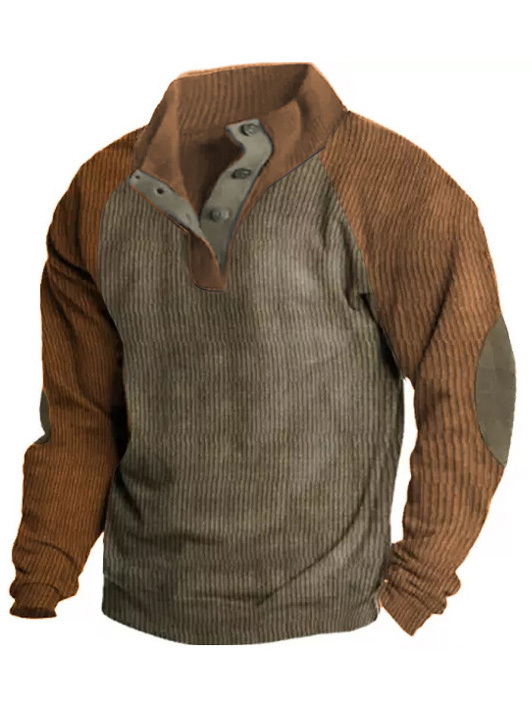 Men's Retro Casual Stand Collar Long Sleeve Sweatshirt