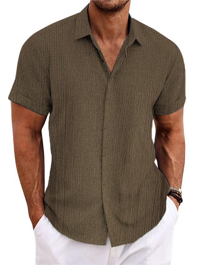 Men's Cotton Linen Casual Short Sleeve Quality Beach Hawaiian Daily Shirt