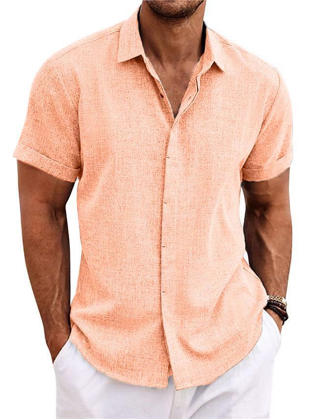Men's Cotton Linen Casual Short Sleeve Quality Beach Hawaiian Daily Shirt