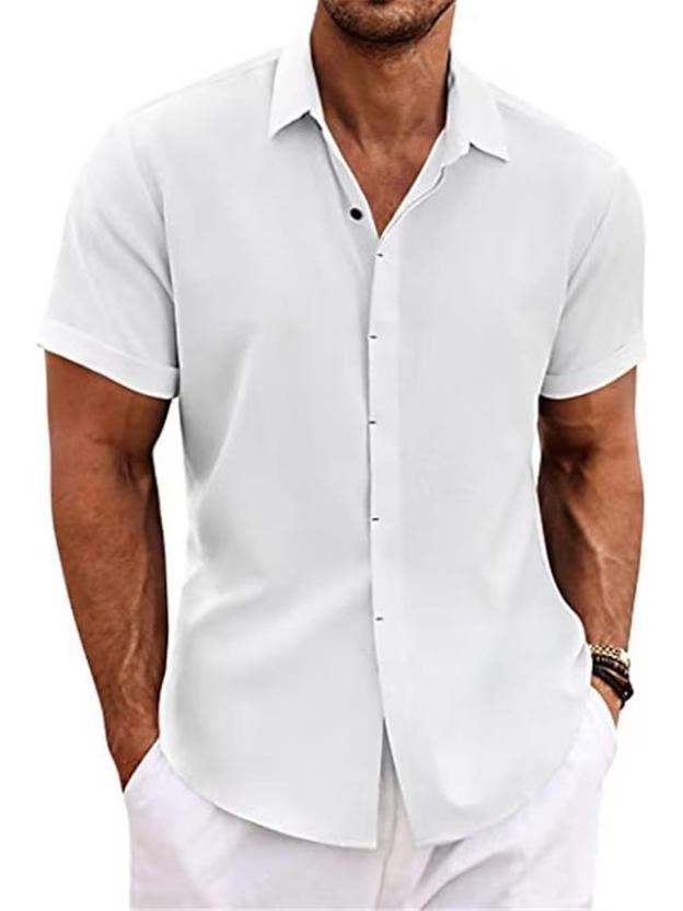 Men's Cotton Linen Casual Short Sleeve Quality Beach Hawaiian Daily Shirt