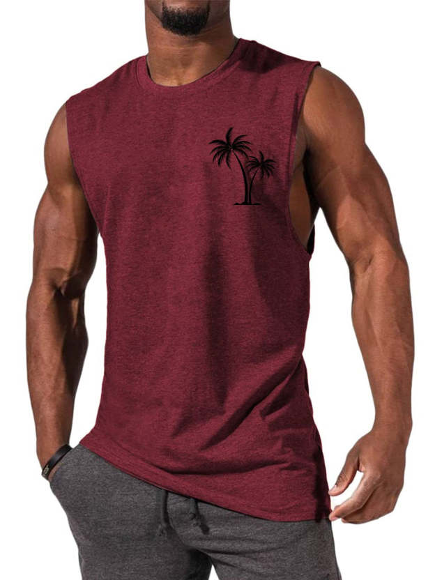 Men's Hawaiian Coco Coconut tree Casual Comfort Print Sleeveless T-Shirt