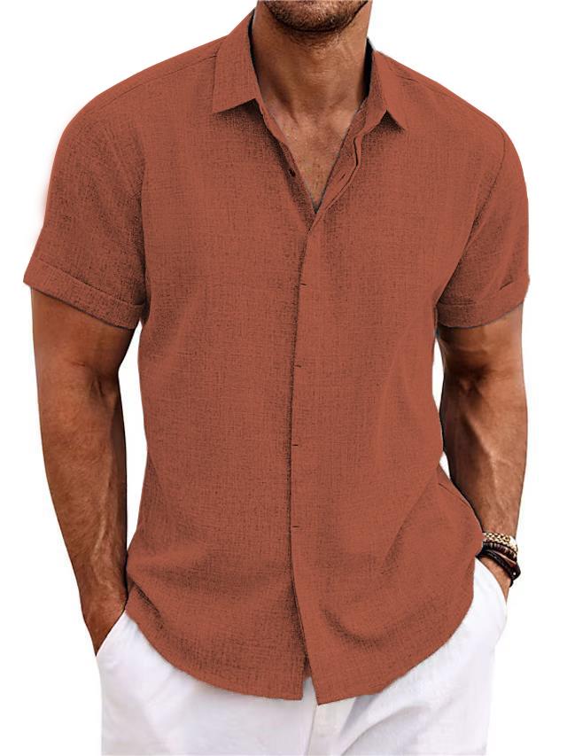 Men's Cotton Linen Casual Short Sleeve Quality Beach Hawaiian Daily Shirt