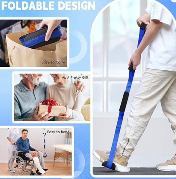 42 Inch Long Leg Lifter, Rigid Leg Lifter Strap With EVA Handgrips &Foot Loop, Leg Lifter After Hip Replacement&Knee Surgery Recovery Aids Kit,Leg Lifters Getting Legs In And Out Of Bed,Car,Wheelchair