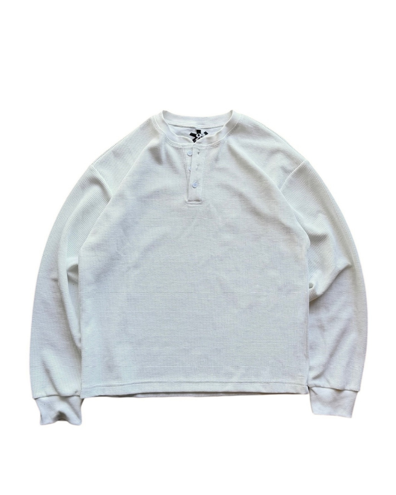 White Waffle Knit Henley