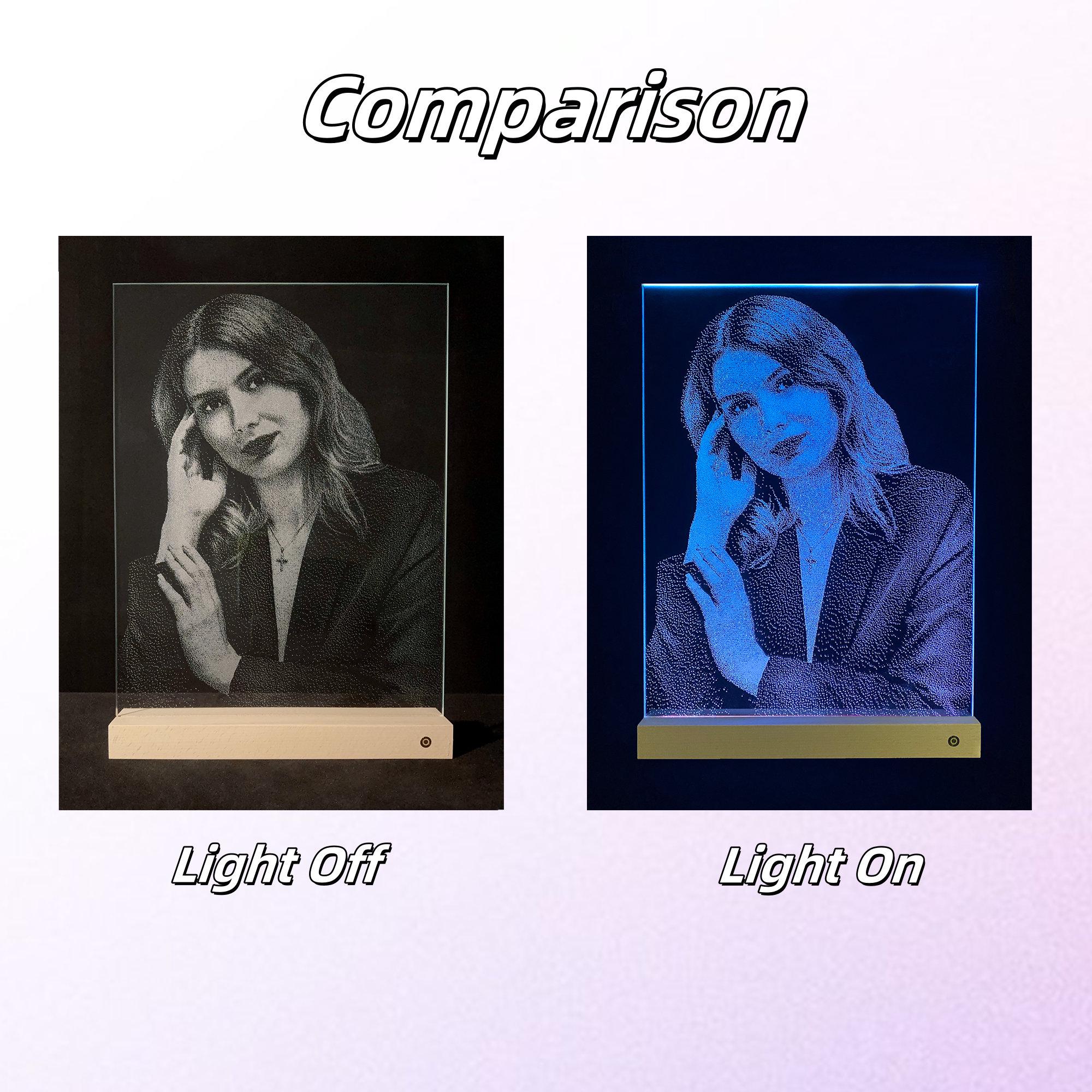 Personalized Photo Engraved Glass Portrait: Graduation Keepsake LED Light