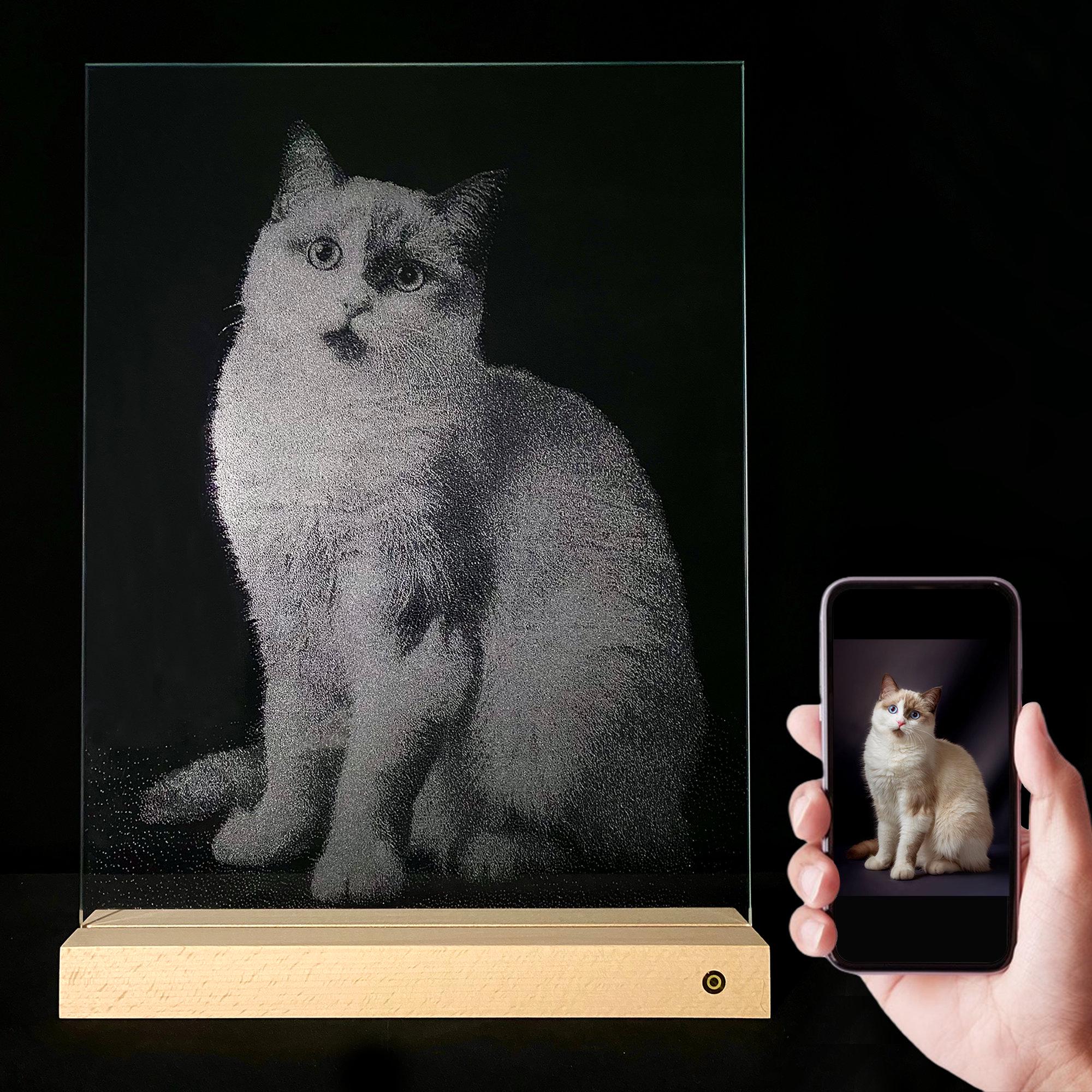 Personalized Photo Engraved Glass Portrait: Graduation Keepsake LED Light