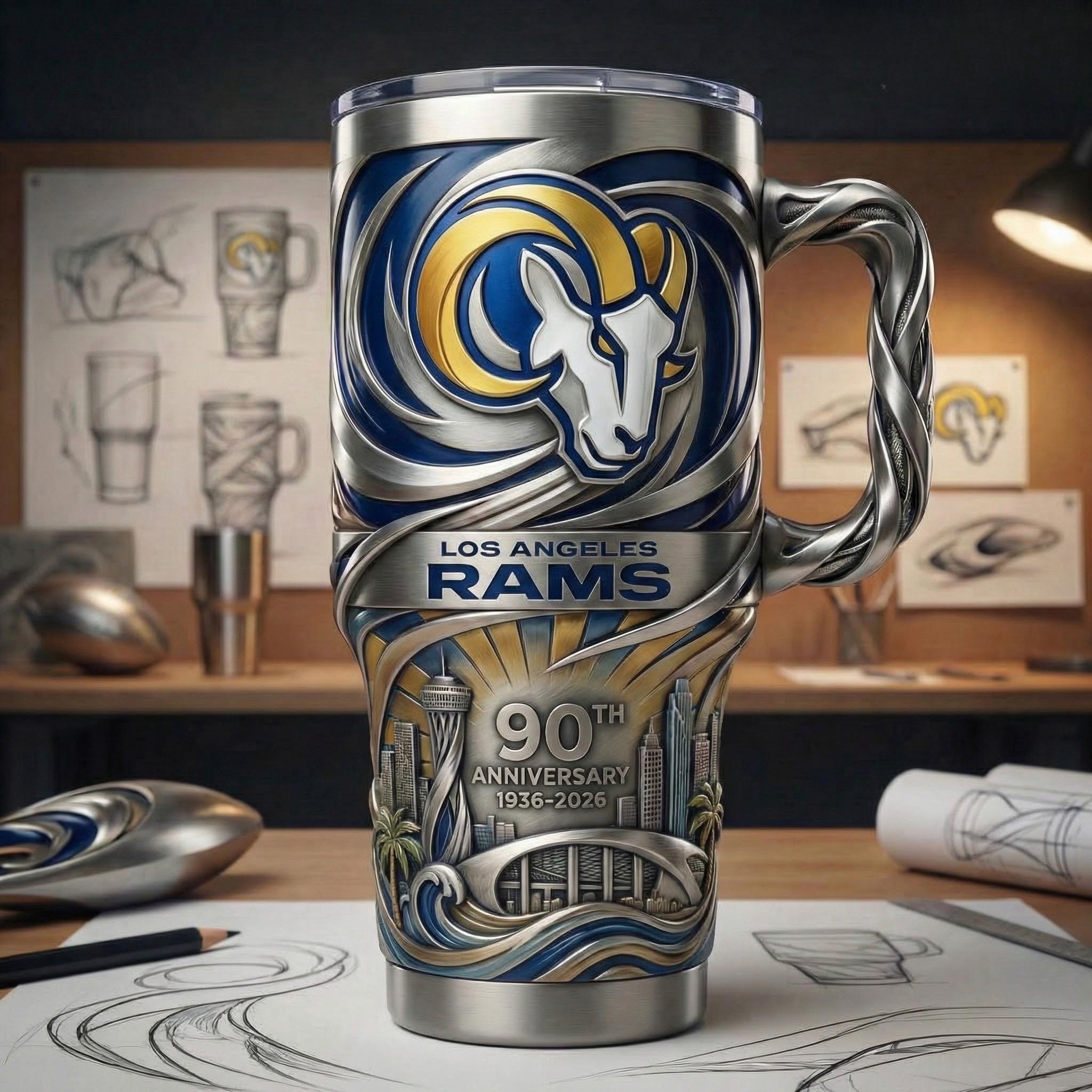 Los Angeles Rams 90th Anniversary Premium Tumbler (1936–2026)