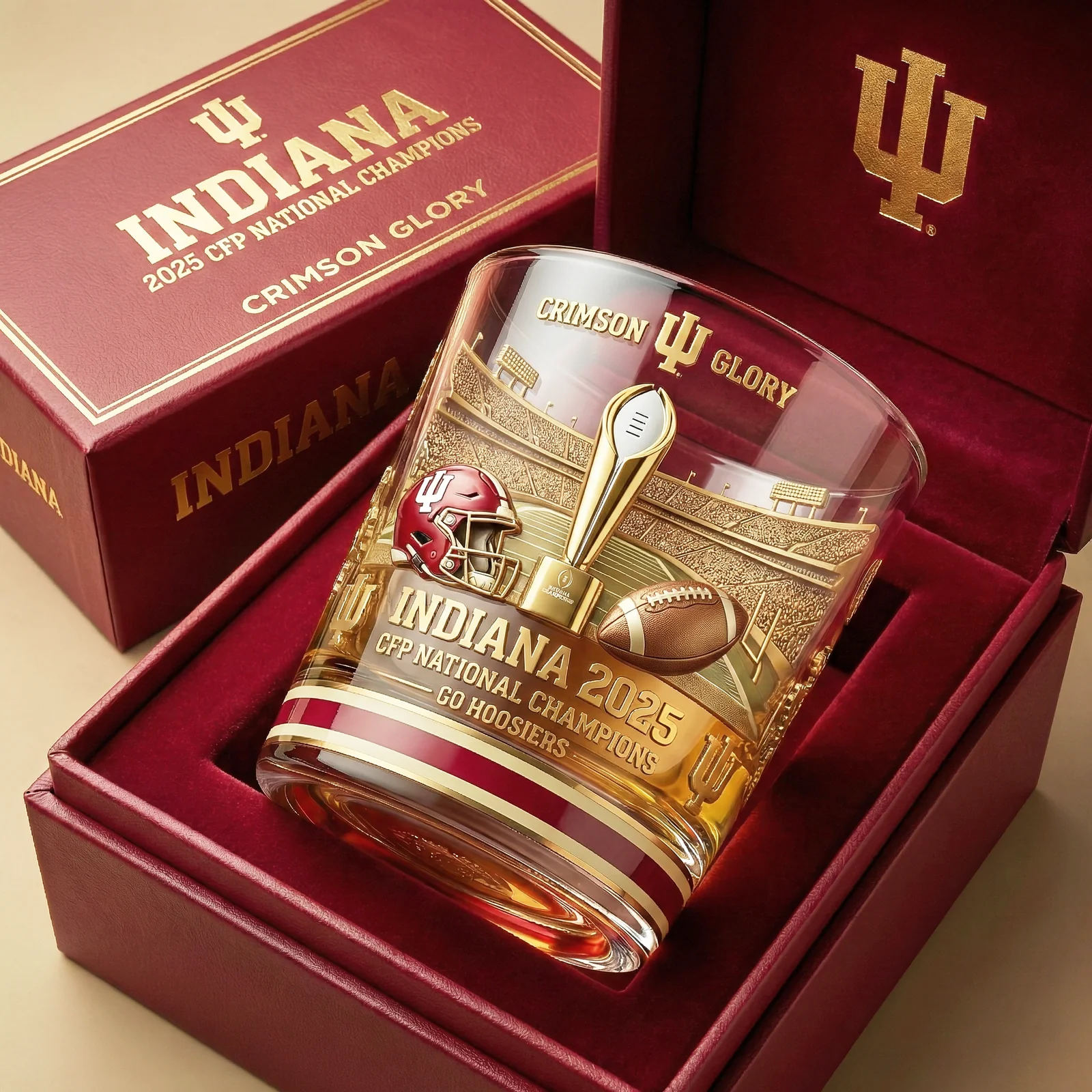 Indiana Hoosiers 2026 National Champions Whiskey Glass