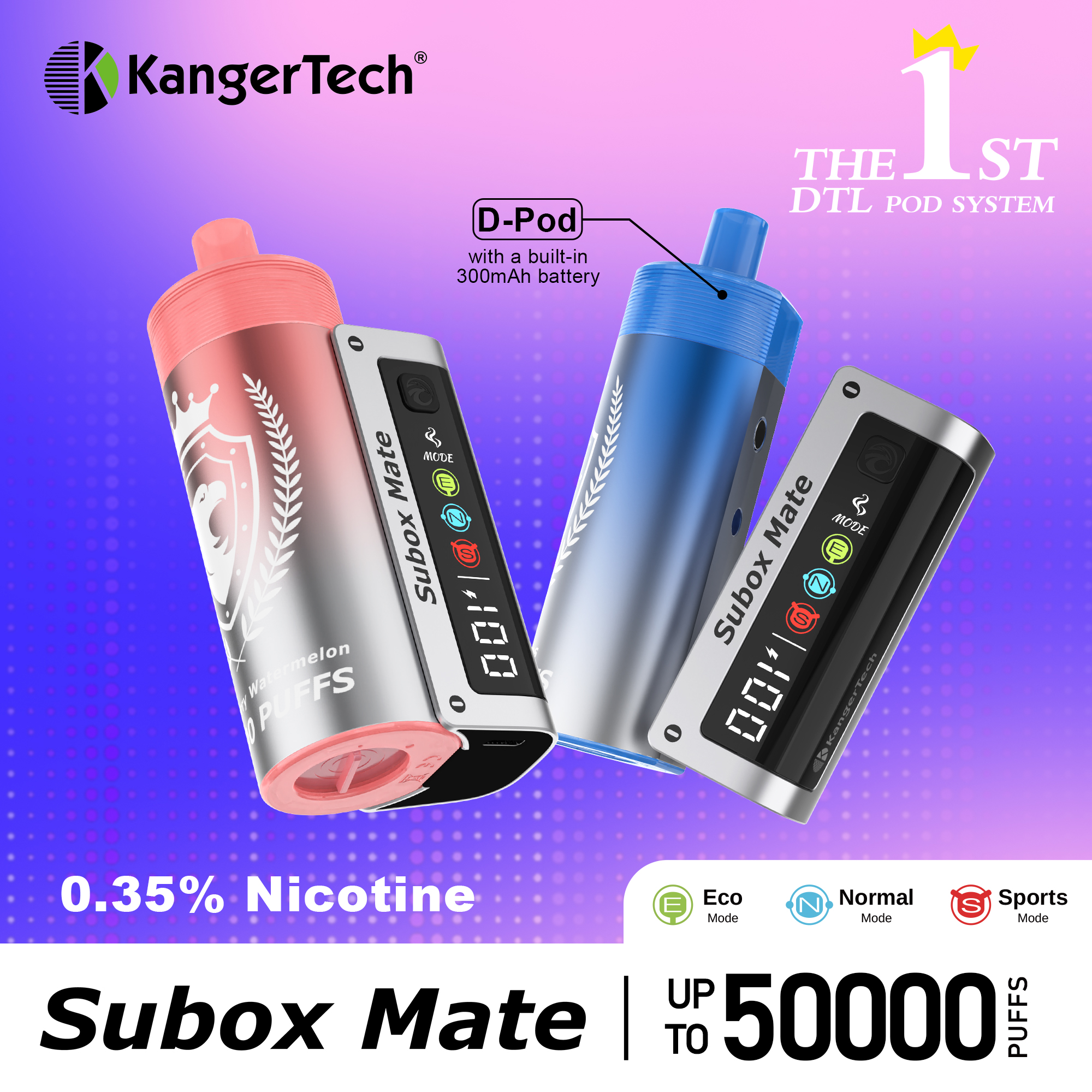 KangerTech Subox Mate 50000 Puffs D-POD Disposable Replaceable Vape